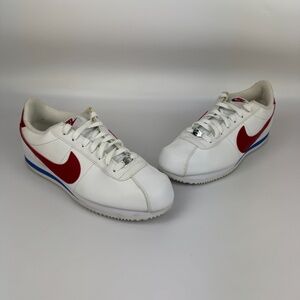 Nike Mens Size 12 Cortez Basic Forrest Gump 819719-103 White Blue Red Shoes